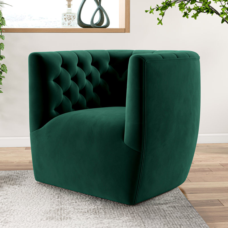 Fauteuil pivotant Quinton, Velours vert