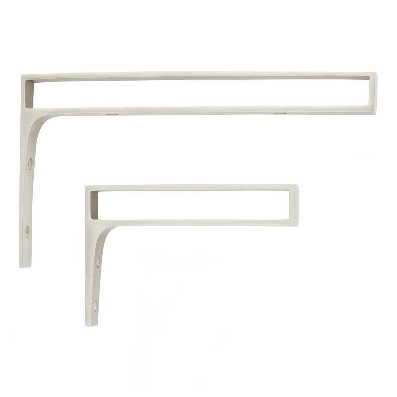 Gehler Solid Brass Shelf Bracket, Brushed Nickel, 4" H x 6" W x 0.88" D