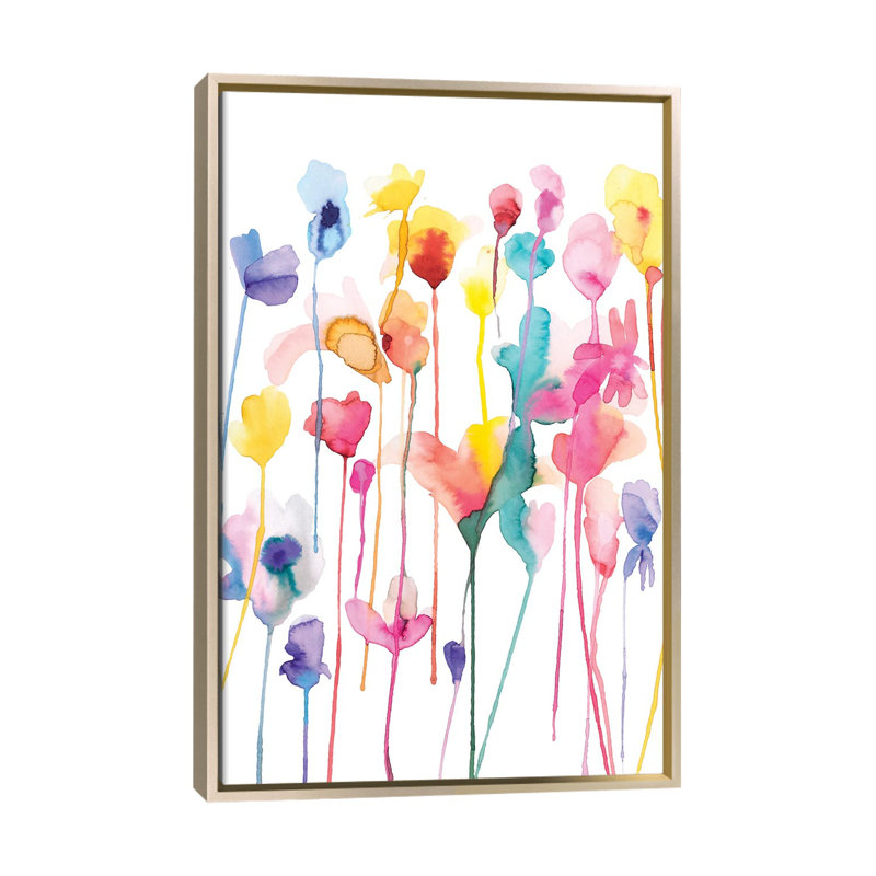 Fleurs sauvages I - minimal - reproduction d'art murale - toile encadrée, H 48 po x l 32 po, Champagne