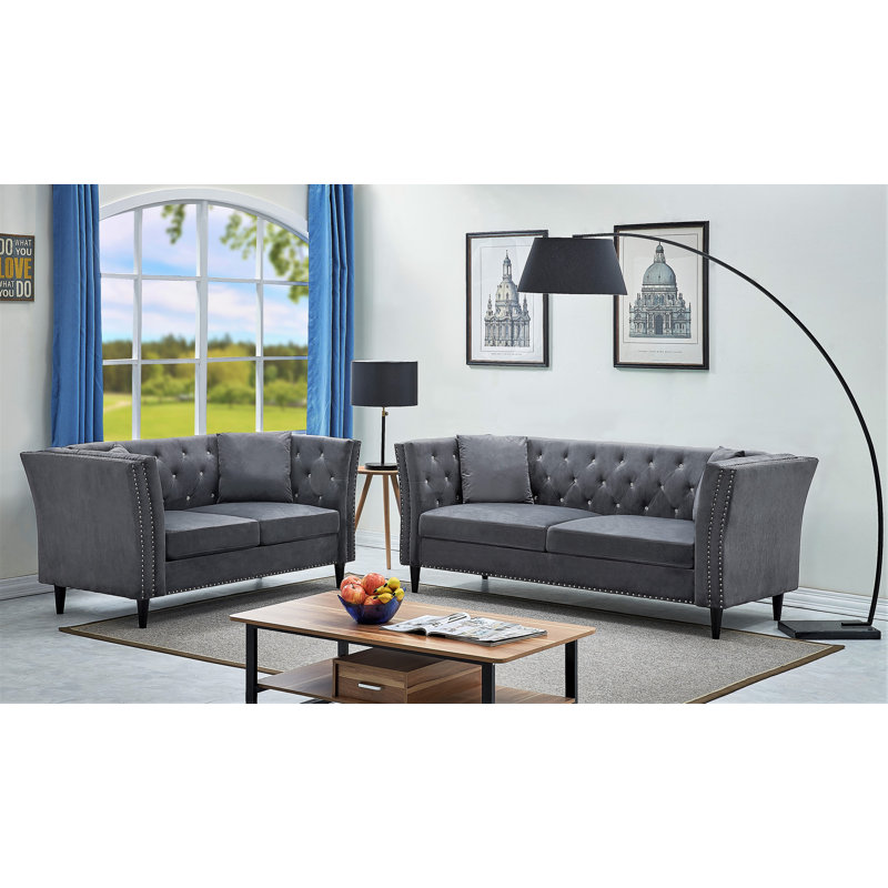 Cloyd 62.2'' Velvet Loveseat, Gray