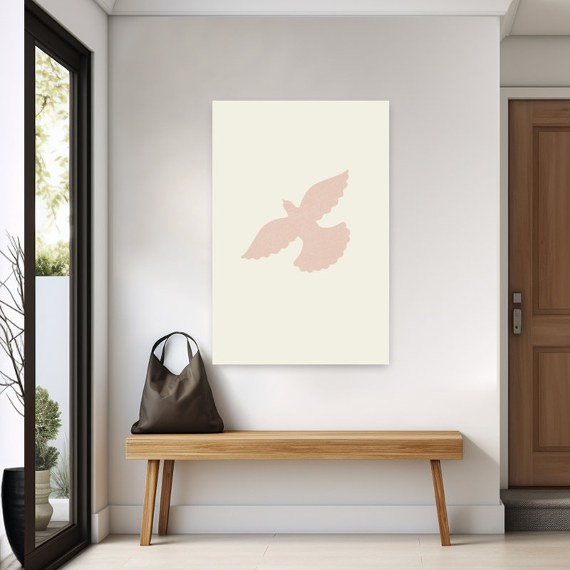 Pink Dove Flight Serene Tranquil Contemporary Bird Wall Art Print 1 Piece Wrapped Canvas Wall Art, 152.4cm H x 101.6cm W