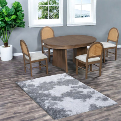 Ensemble de table de salle à manger extensible ronde (doit inclure à la fois la table et la chaise), ensemble de ferme en bois aggloméré rétro 5 pièces pour la cuisine