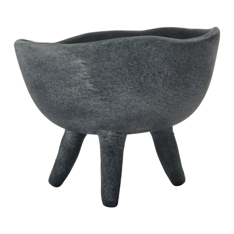 Boho Terracotta Footed Bowl, Black