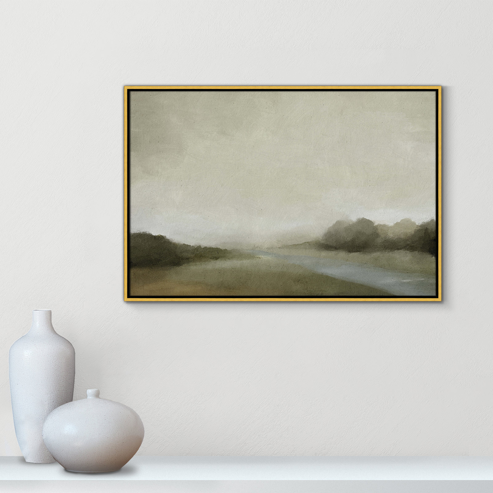 Vanora "Lovers Creek" Painting, 25.5" H x 37.5" W, Gold