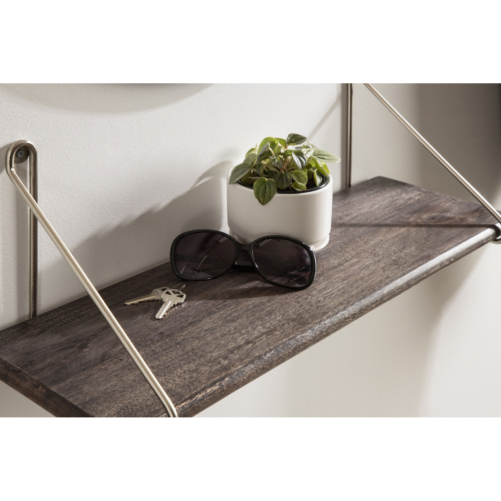 Mirabelle 24" Floating Shelf, Graywash/Silver