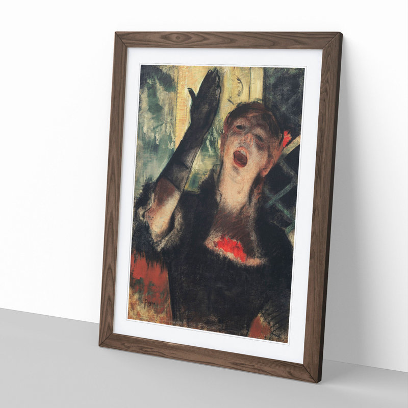 Cafe Singer by Edgar Degas - Picture Frame Painting, Walnut Framed, 65cm H x 48cm W x 2cm D
