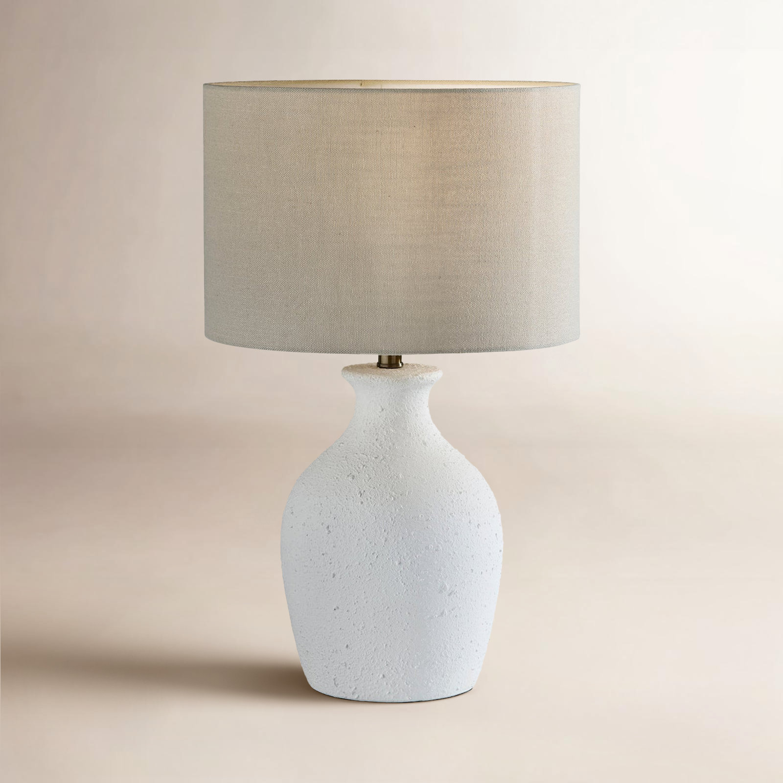 Ceramic Table Lamp, White Speckled Ceramic, Light Beige