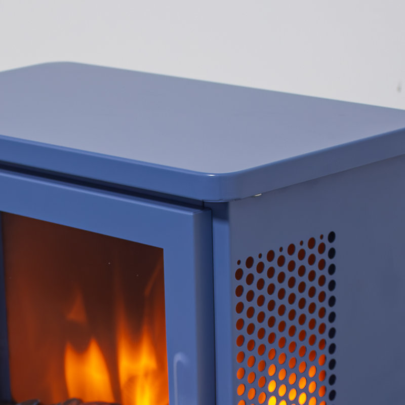 17" Freestanding Electric Fireplace, Aqua Blue