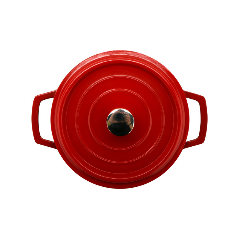 G.E.T. Non-Stick Cast Aluminum Round Dutch Oven, Red/White, 0.25 Qt.