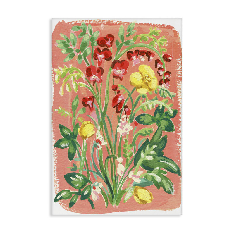 «Peachy Flower Arrangement Canvas», conception par Hannah Moren, H 30 po x l 20 po