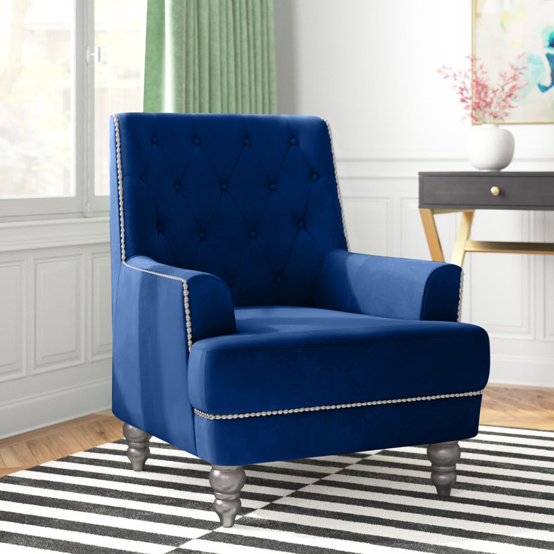Zaria Velvet Armchair, Blue