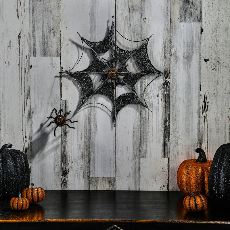 15" Spider Web With Spiders