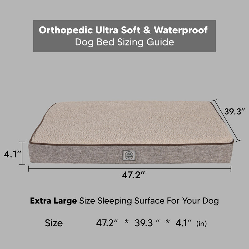 Jungolica Orthopedic Pet Bed, Beige, 120cm H x 100cm W x 12cm D