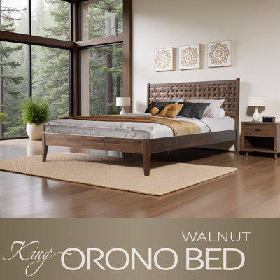 King Size Solid Wood Bed Frame with Headboard & Footboard Platform Bed, 12 Strong Slatted Base, Metal Legs, No Box Spring Needed, Easy Assembly, Anti-Slip & Noise-Free, Walnut Finish