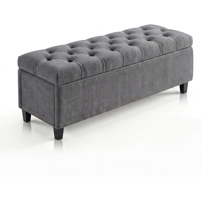51" Extra Large Storage Ottoman Bench with 30-Gallon Capacity, 660 lbs Tufted Upholstered Bed Bench with Safety Hinge for Living Room, Bedroom, Entryway