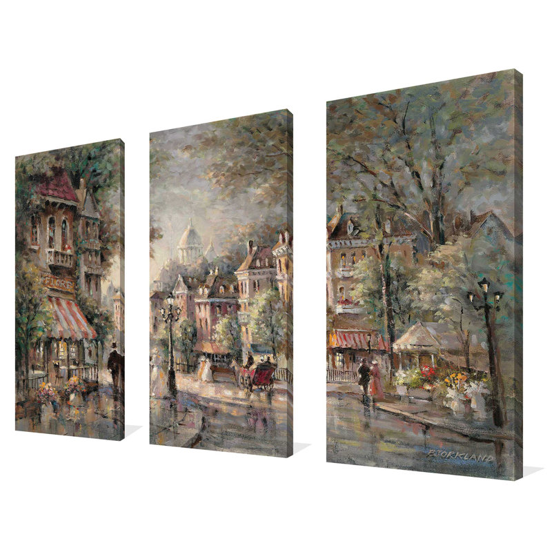 "French Street Scene II", ensemble de 3 impressions sur toile