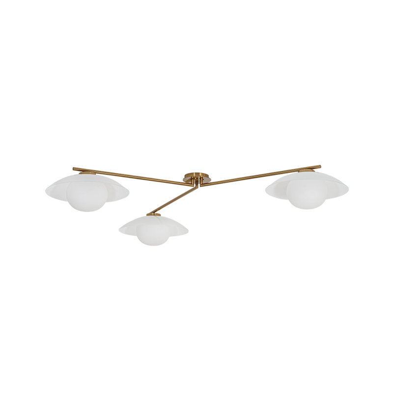 Plafonnier semi-encastré 3 lumières Mid-Century