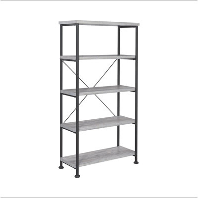 4-shelf Bookcase with Metal Frame in Grey Driftwood