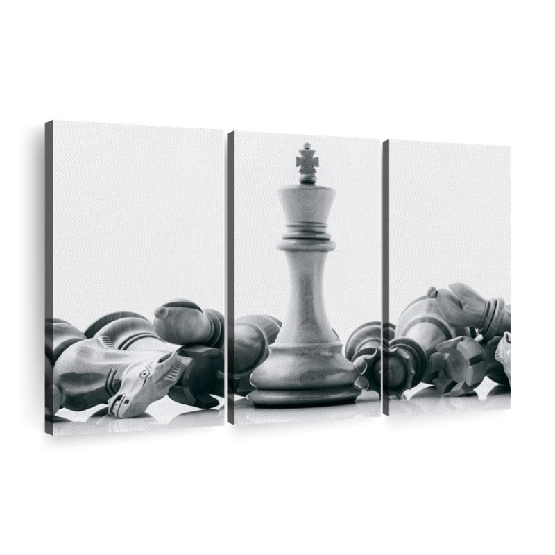 «Chess Game Victory», 3 pièces sur toile, H 24 po x l 38 po x P 1,25 po