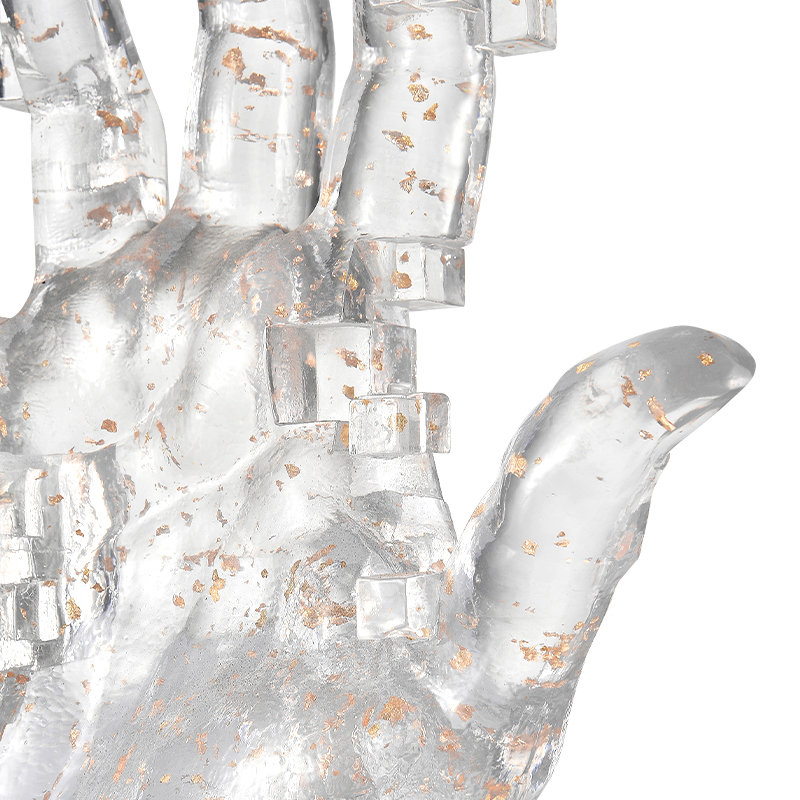 Sculpture en résine Pixel Hand, Clair