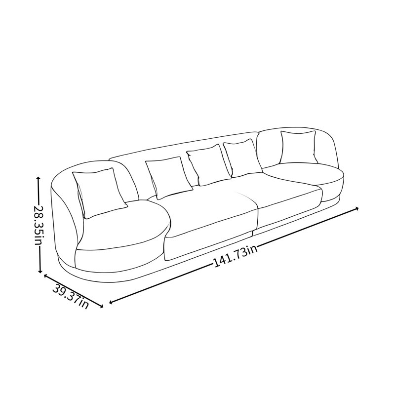 Canapé de salon rotatif, H 28,35 po x l 141,73 po x P 39,37 po