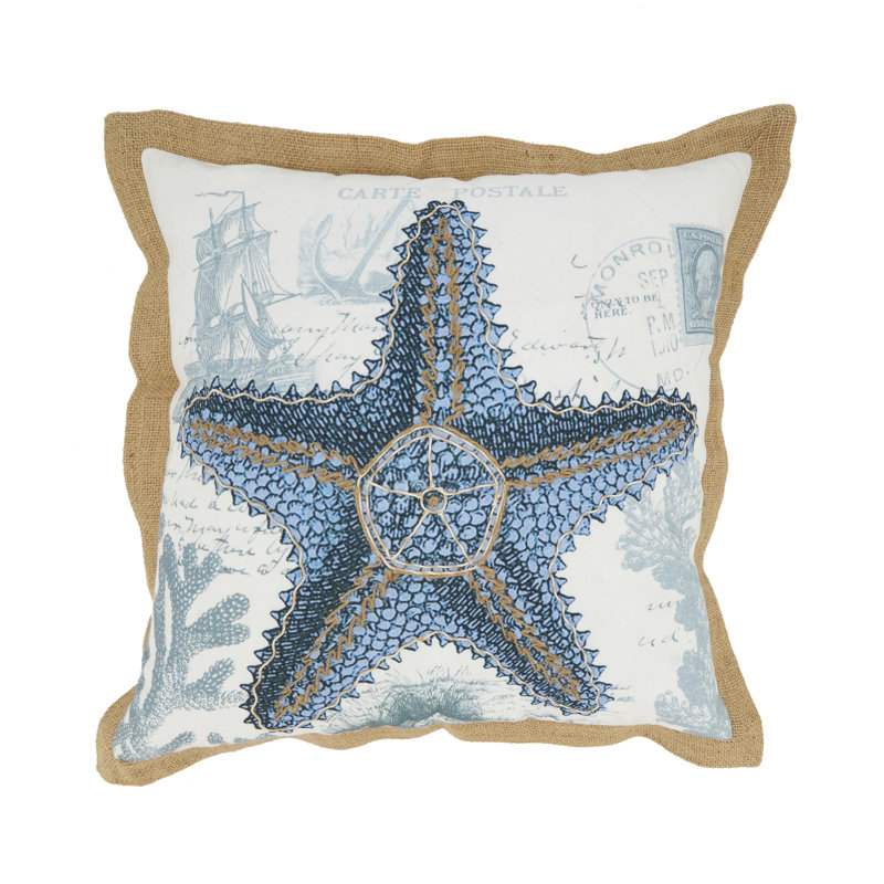 Coastal Outdoor Starfish Pillow Cover, Polyester