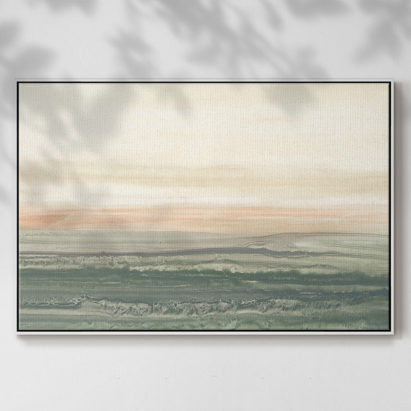" Atlantic Sunrise I " Painting Print, 17" H x 25" W x 2'' D, White Floater Framed Canvas
