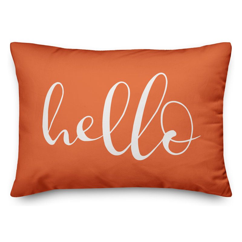  Hello Outdoor Rectangular Pillow Cover & Insert, Orange