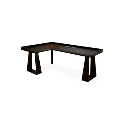 Black L-Shaped Solid Wood + Iron desk