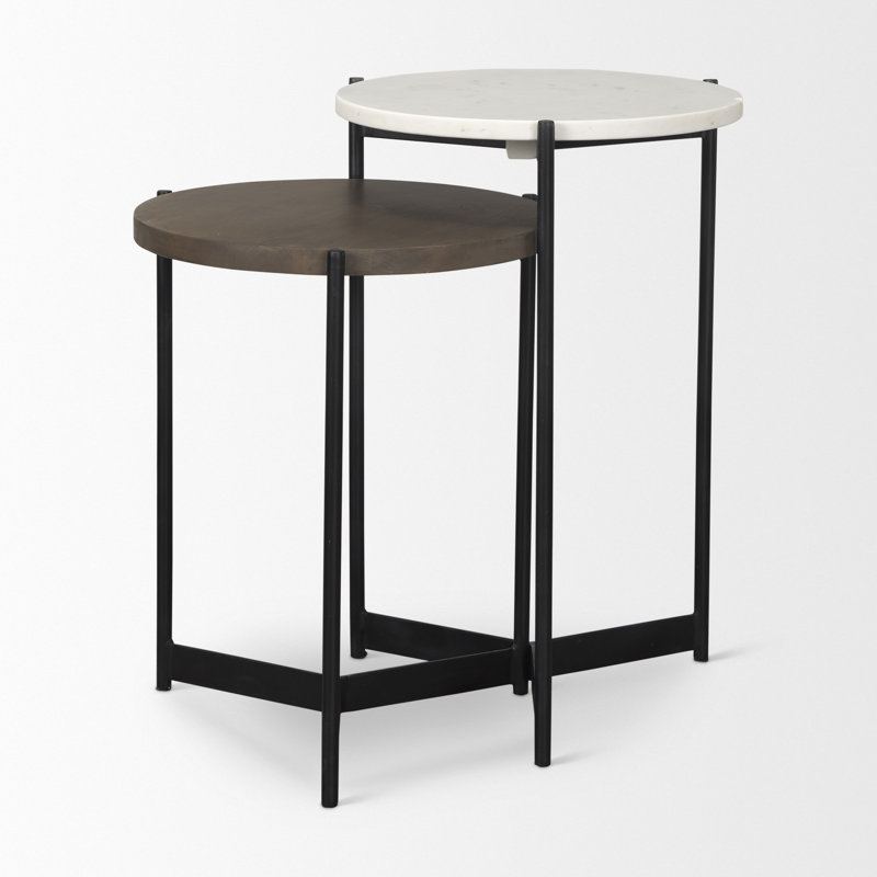 Ivelisse Nesting End Table, White/Dark Brown
