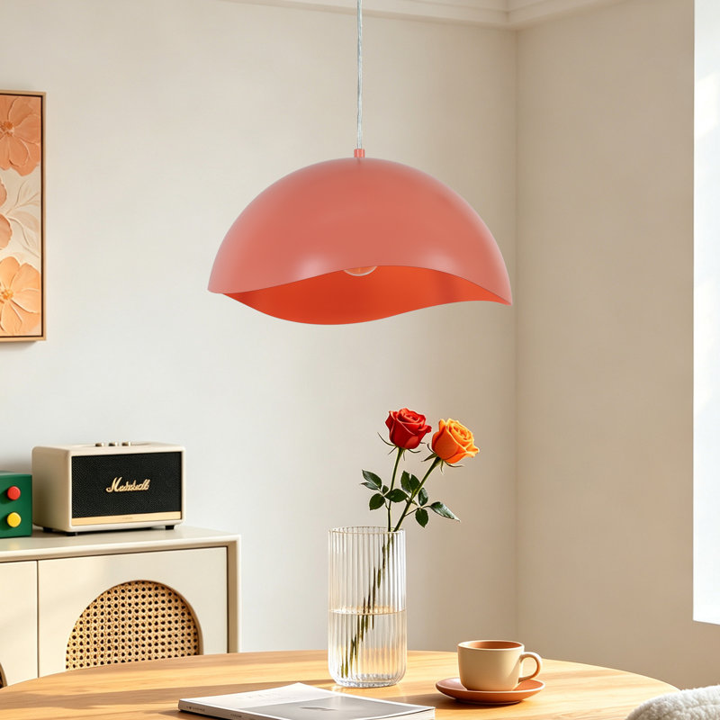 1-Light Metal Dome Pendant Light
