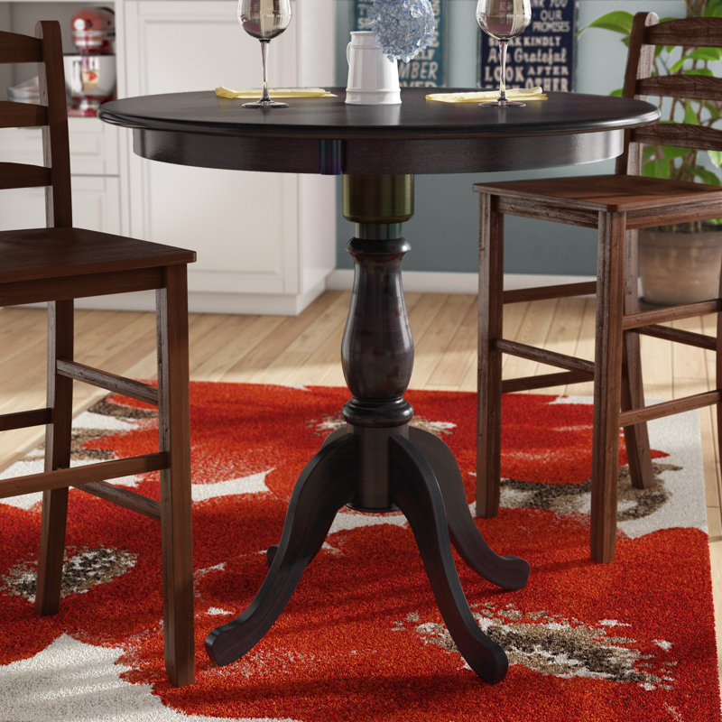 Table de bar ronde classique noire à piédestal de 36 pouces avec design peu encombrant, Espresso
