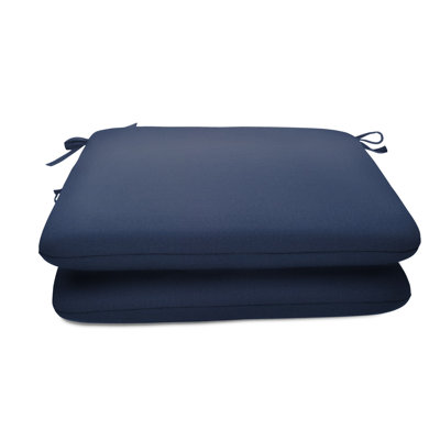 Casual Cushion Solid Sunbrella® Fabric 2-Piece Indoor/Outdoor Seat Pad Cushion, 18"W x 18"L, Canvas Navy