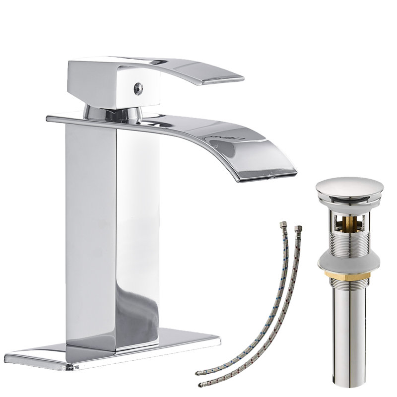 Single-Hole Single-handle Bathroom Faucet with Drain Assembly, Polished Chrome