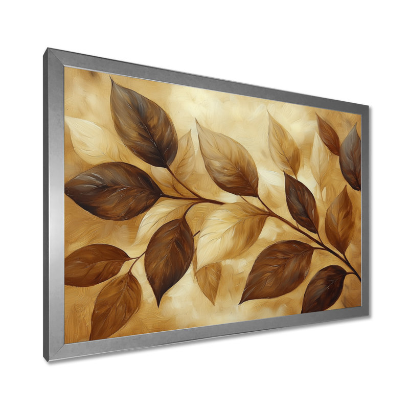 Irmengard chocolat brun feuilles de paysage I - feuilles, art mural, H 34 po x l 44 po, Argent argent