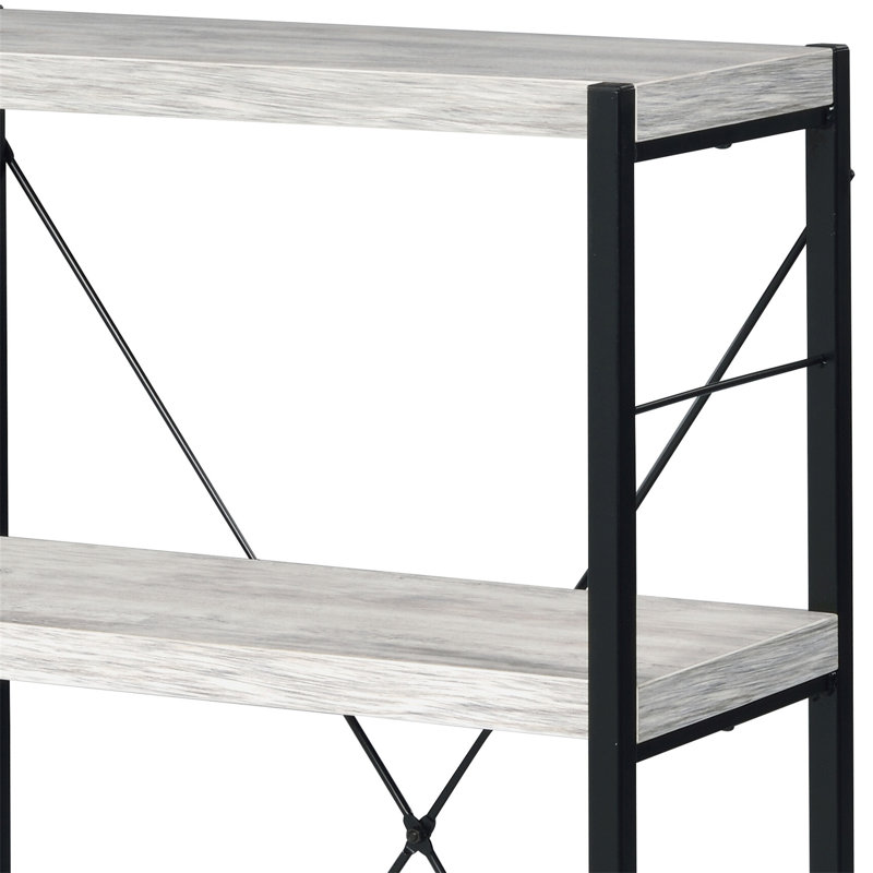 Jurgen Antique White & Black Finish Bookshelf