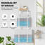 Porte-serviettes mural pour salle de bain - Porte-serviettes en métal à 2 niveaux avec tablette en bois, rangement vertical peu encombrant pour serviettes roulées, conception résistante à la rouille et robuste