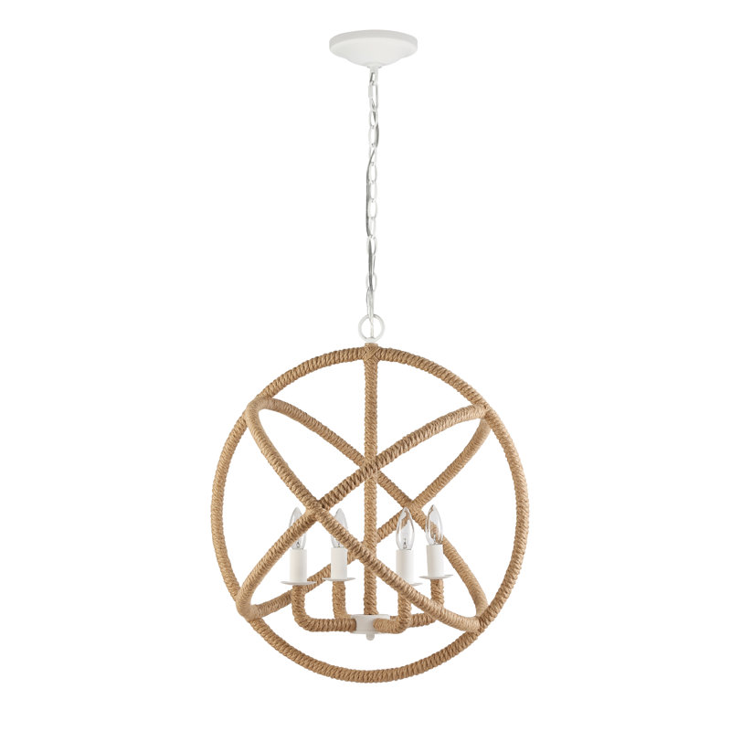 Marina 4-Light Chandelier in Natural White, White