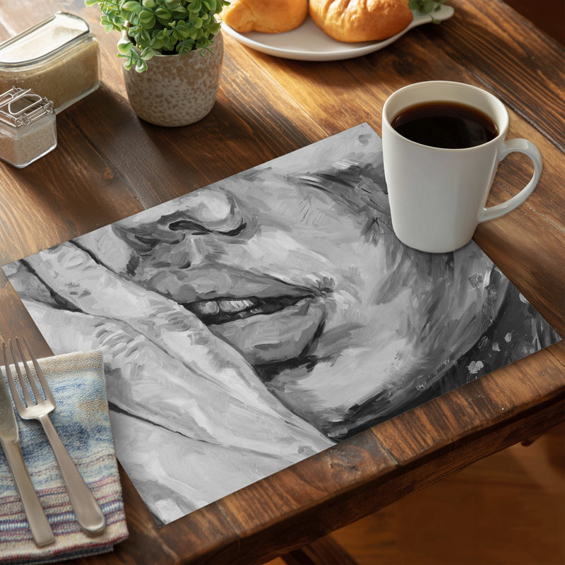 Luscious Lips Gray Polyester Placemat | Figurative Woman Decor