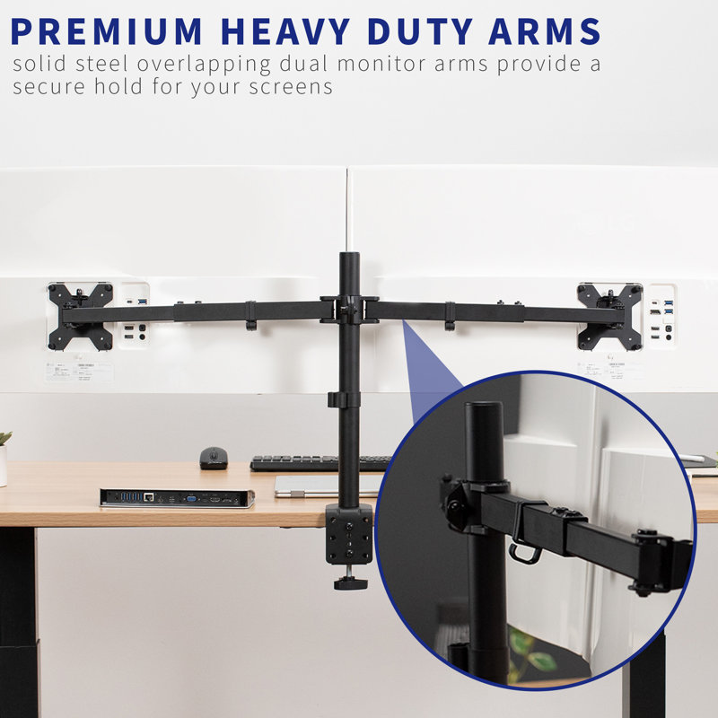 Vivo Flush-Fit Dual Monitor Desk Mount, 27"-38", Black