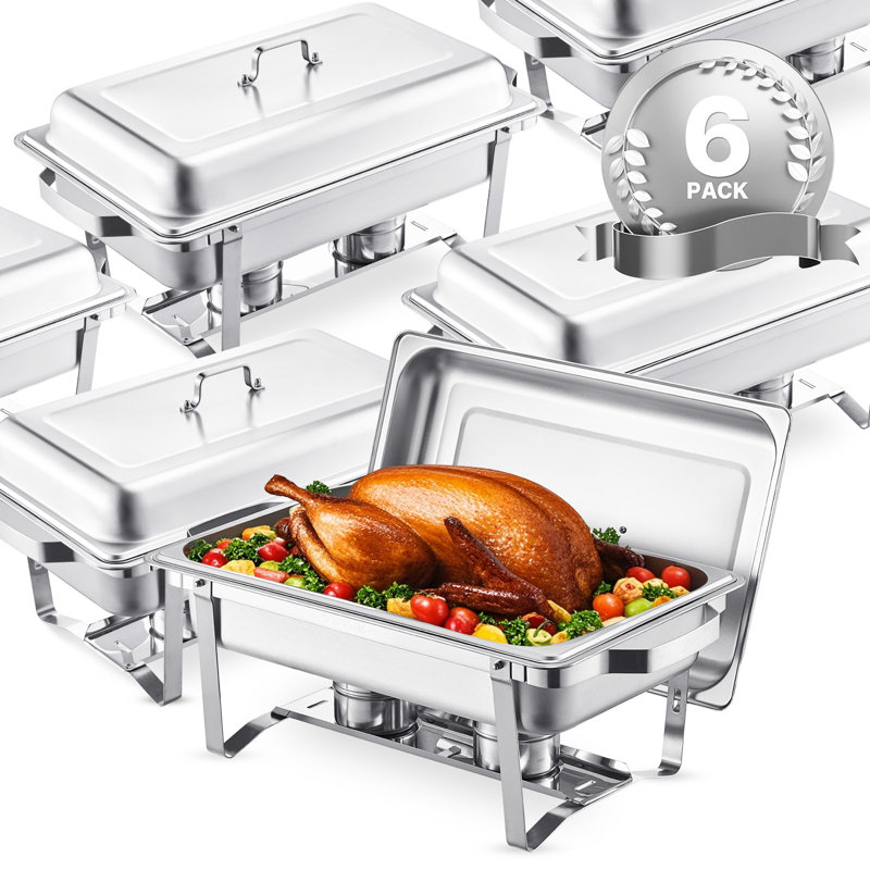 8 Qt Rectangle Chafing Dish Buffet Set Pan Stainless Steel