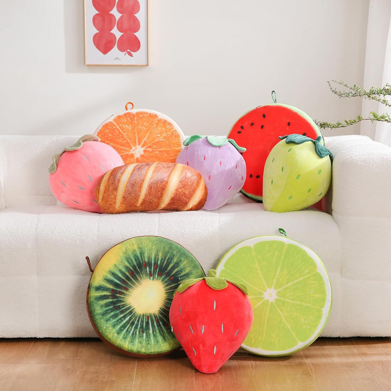 Coussin décoratif en velours de 15 po , Rouge / melon d'eau