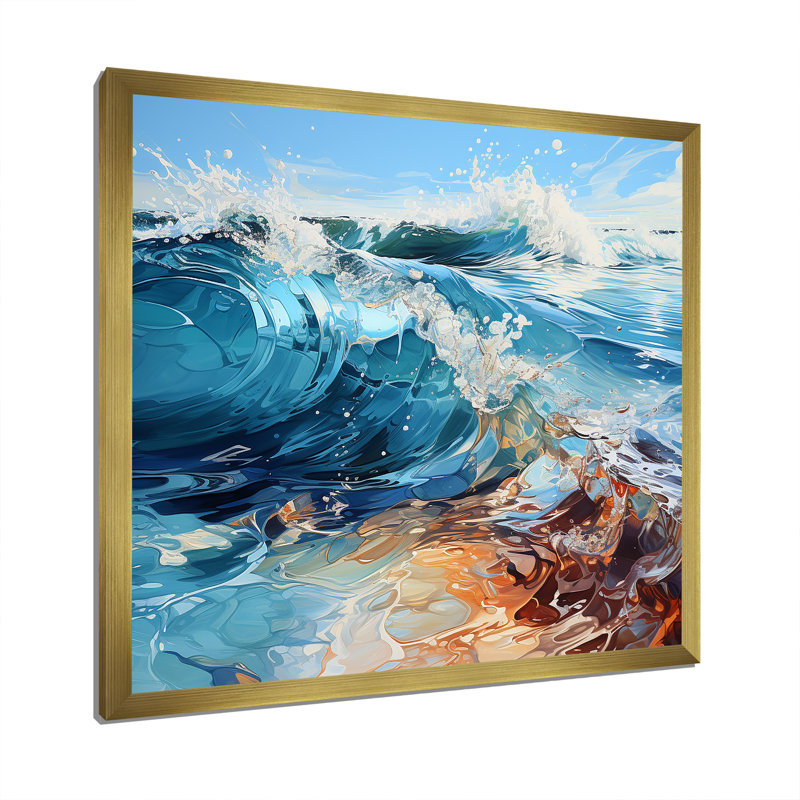 «Ocean Charm Vivid», impression sur toile, H 16 po x l 16 po x P 1 po, Cadre doré simple