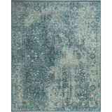 Wool Oriental Area Rug in Teal/Ivory