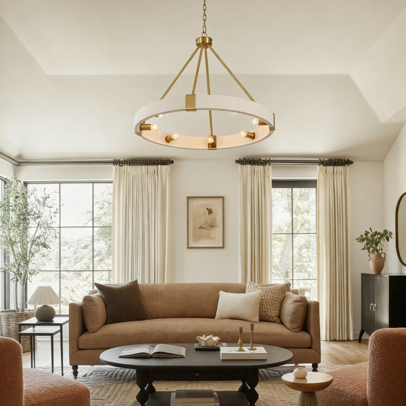 Lustre en bois à 8 lumières AstralRing 