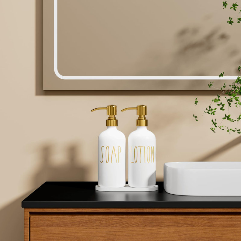 Bathroom Soap Dispenser Set, Contains Lotion And Hand Soap Dispenser, Suitable For Bathroom Decor. (White)