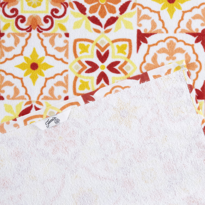 Fiesta Worn Tiles Kitchen Towels 2-Pack Set, Orange/Yellow