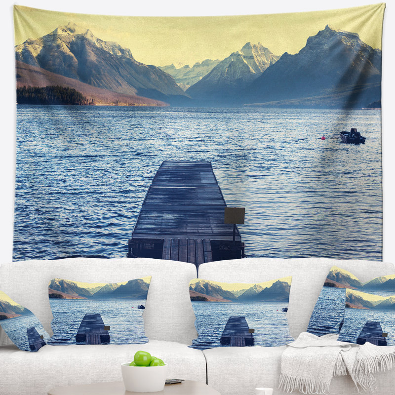 Tapisserie glacier national park lake shore, H 32 po x l 39 po