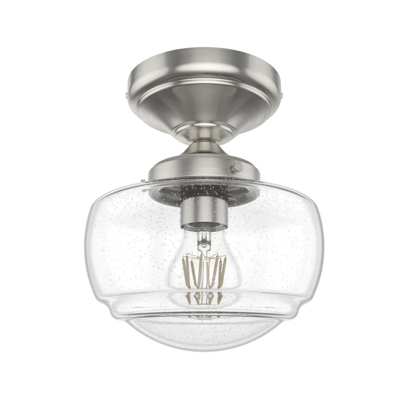 Hunter Saddle Creek 1 Light Mini Flush Mount Ceiling Light Fixture, Brushed Nickel, Clear Seeded