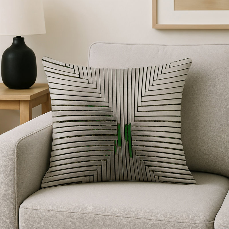 Coussin décoratif intérieur et extérieur Modern, Carré 16 po, Gris abstrait 11